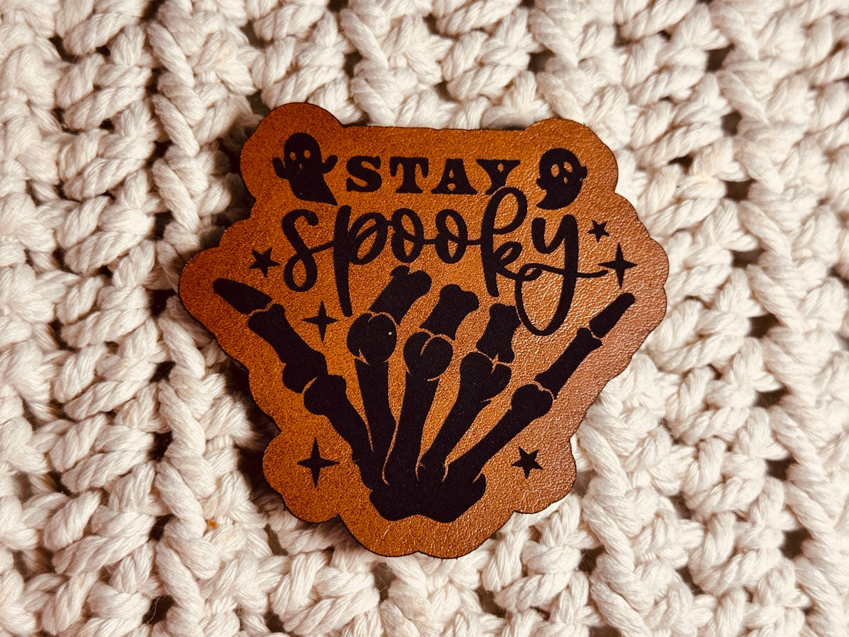 Stay Spooky Halloween Iron on Faux Leather Patch